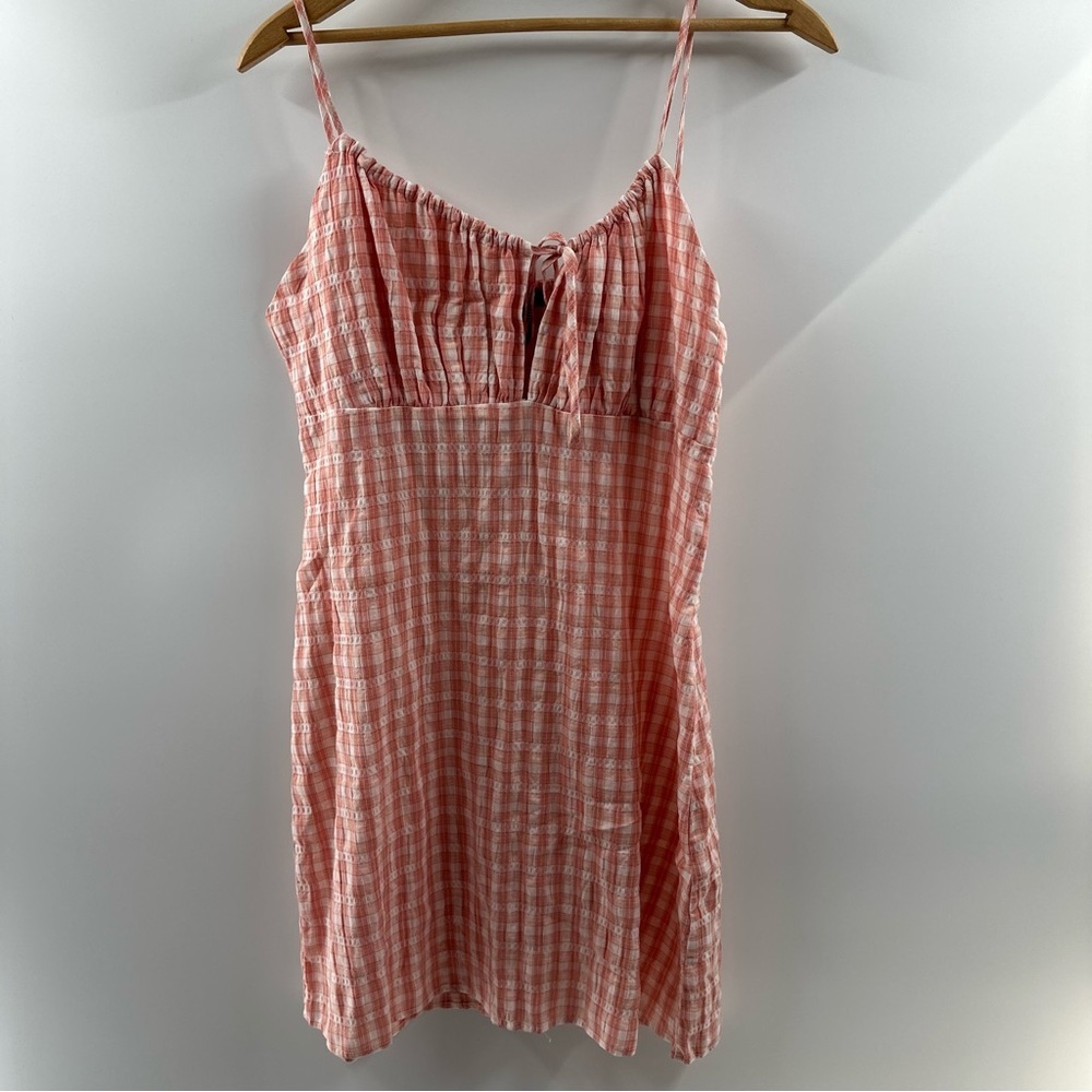 Forever 21 Pink Gingham Tie-Front Mini Dress – Size M
